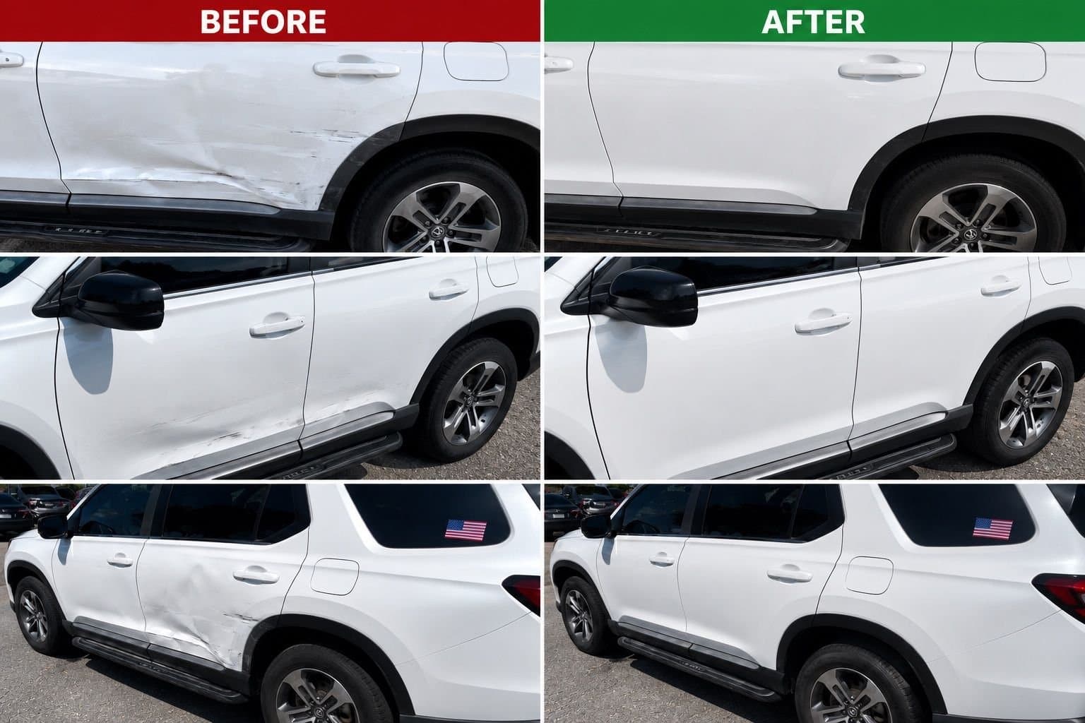 Before and after minor collision side panel repair in Austin, TX — Auto Art
