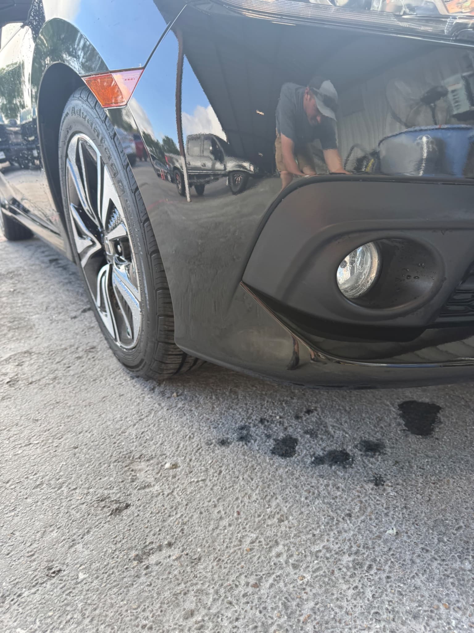 After: 2019 Honda Civic front bumper corner repair before and after at Auto Art Austin TX